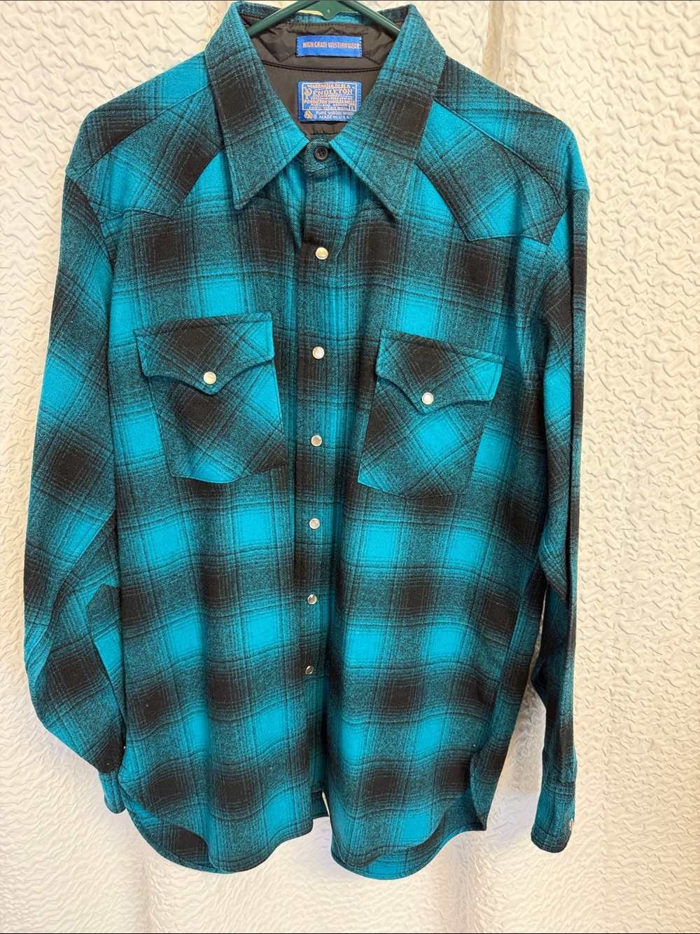 Vintage 70s Pendleton High Grade Western Wear Wool Shirt L